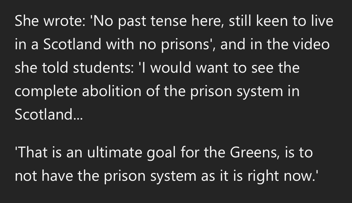 klfeuerfalter's tweet image. 🧚‍♀️Wirklich die #Frauen der Grünen in Deutschland sind schon schlimm und seltsam aber das ist noch nichts im Vergleich mit Schottland. Diese #Frau z.B. will Gefängnisse ganz abschaffen, inwiefern das den Opfern helfen soll weiß nur sie alleine. Das ist alles so haarsträubend und
