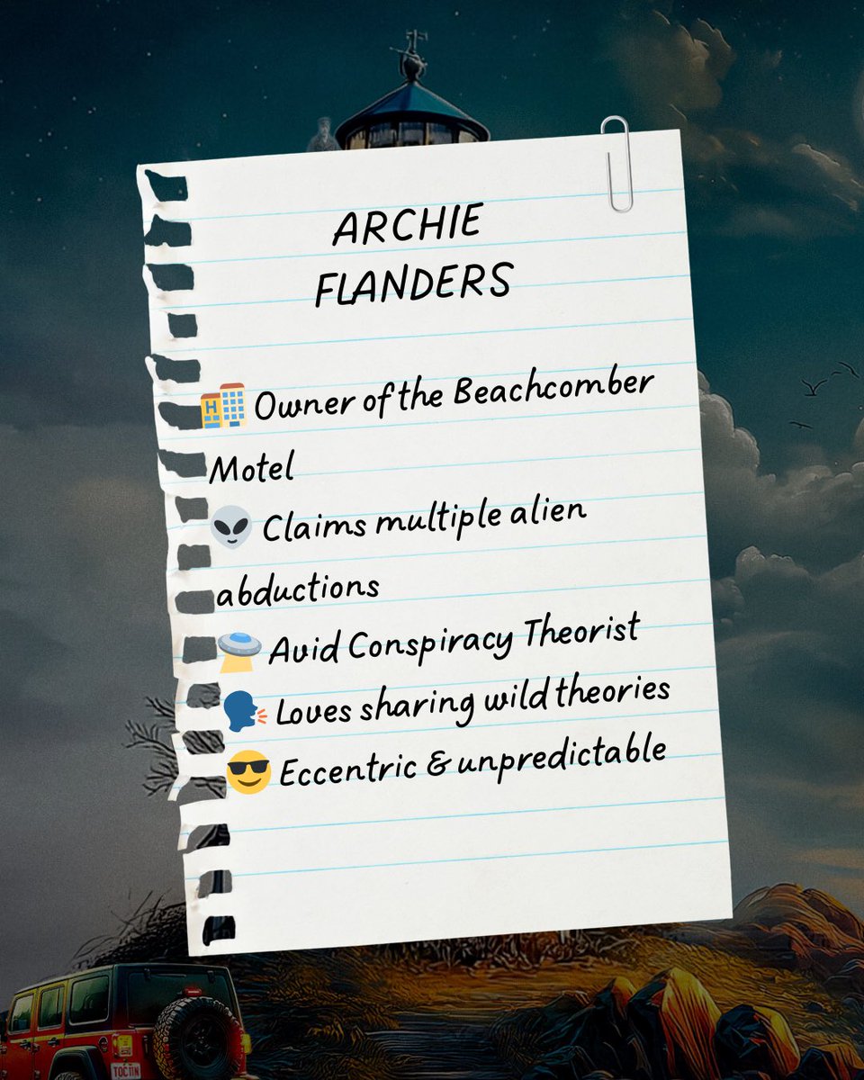 cozyrobinsteph's tweet photo. Meet Archie Flanders 👽
Beachcomber Motel owner, conspiracy theorist, and self-proclaimed alien abductee.

He’s in the background of Out Like a Lighthouse (out May 1)… but not for long. https://t.co/rDTKg1PYOZ