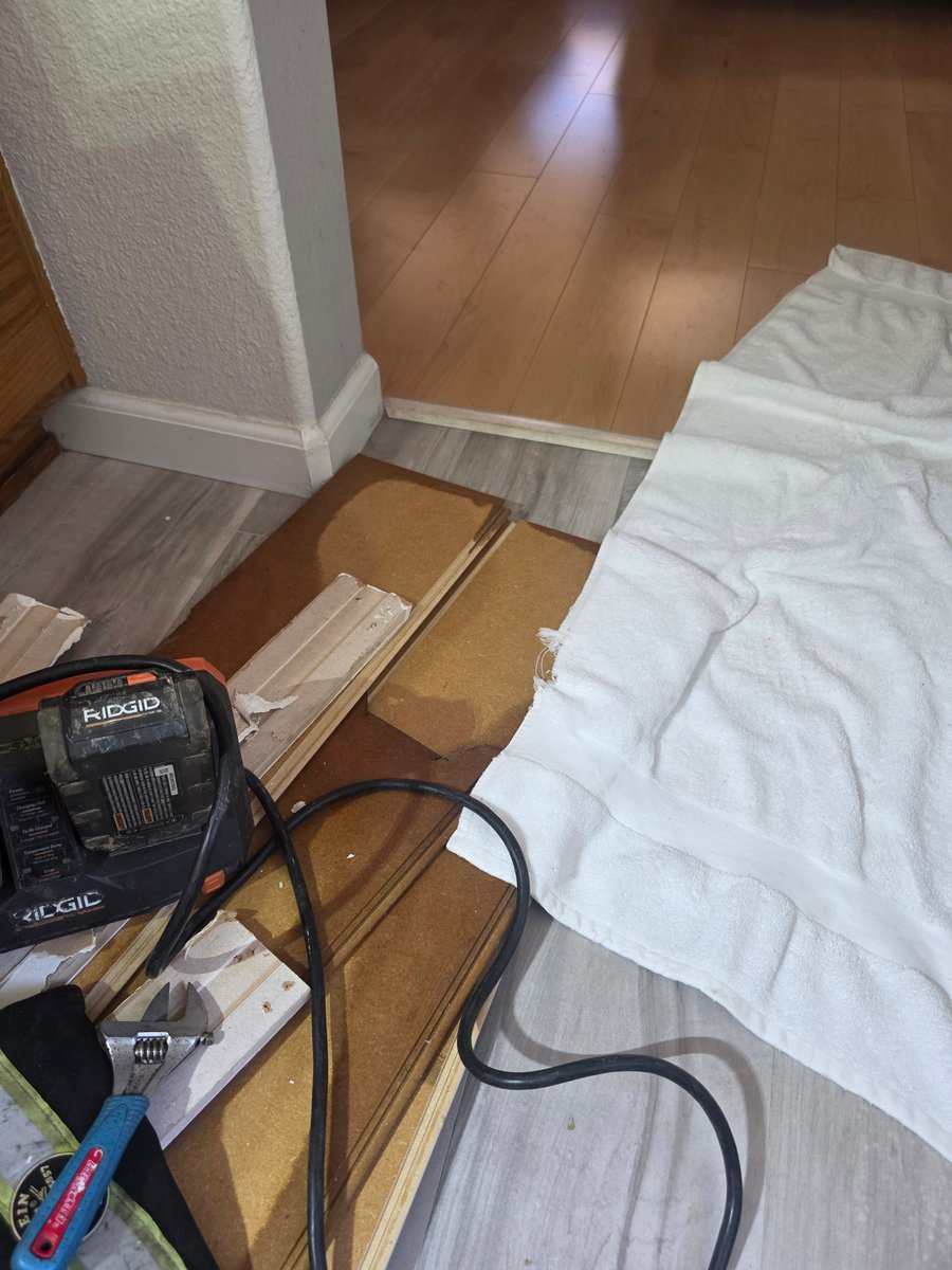jr91668's tweet photo. Responded to customer's request about a pesky urea smell in the master bathroom. Swiftly rectified a leaking toilet problem due to poor floor construct. Treated floor. Installed new 12x24 tiles, baseboards, and a sparkling Kohler Highline toilet. #BathroomUpgrade #ProblemSolved https://t.co/JiSRKw6O17