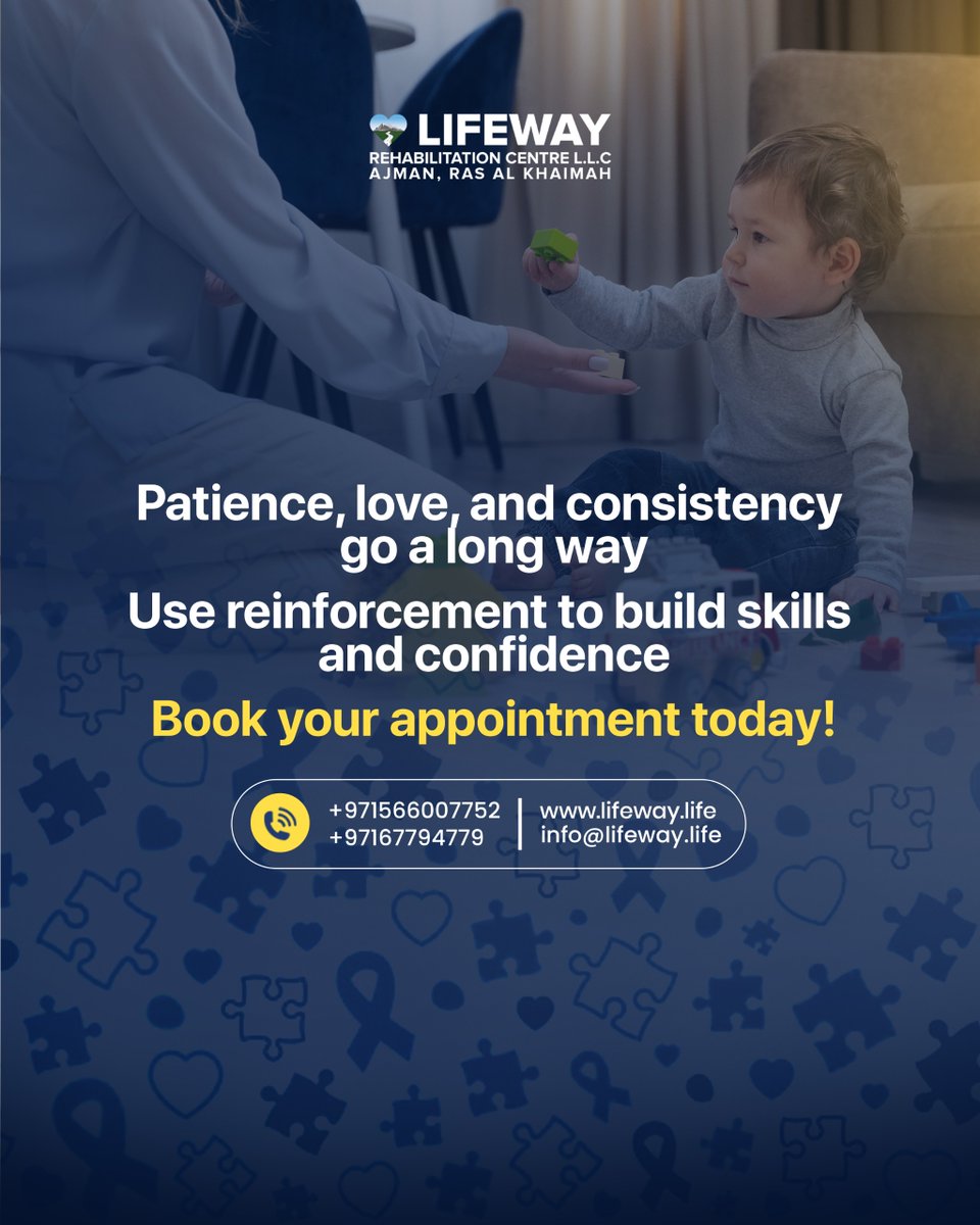 LifewayAjman's tweet image. Supporting a child with autism begins with small, meaningful steps at home
Every small milestone matters, and with patience, love, and consistency, progress follows 
We’re here to support you every step of the way #autismawareness #specialneeds #childdevelopment #parentingtips