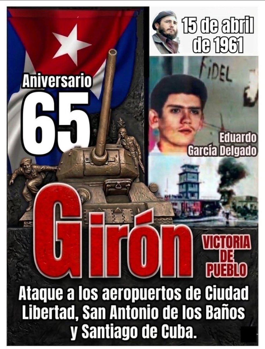 #100AñosConFidel: "Fue, además, un ataque por sorpresa; fue un ataque similar a esos tipos de ataques con que los gobiernos vandálicos del nazismo y del fascismo acostumbraban a agredir a las naciones".

‼️‼️El preludio de una Victoria‼️‼️

✨#GirónEsHoy✨
#DefendiendoCuba🇨🇺💪❤️