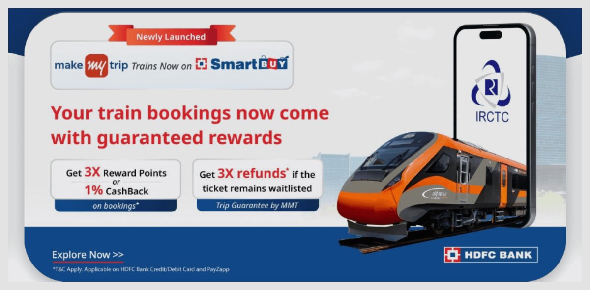 ccg33k's tweet photo. MakeMyTrip Trains now on Smartbuy !

Get 3X points on your train tickets !!

Book here : https://t.co/HB91ptUUmh https://t.co/5aQ7DoxYDl