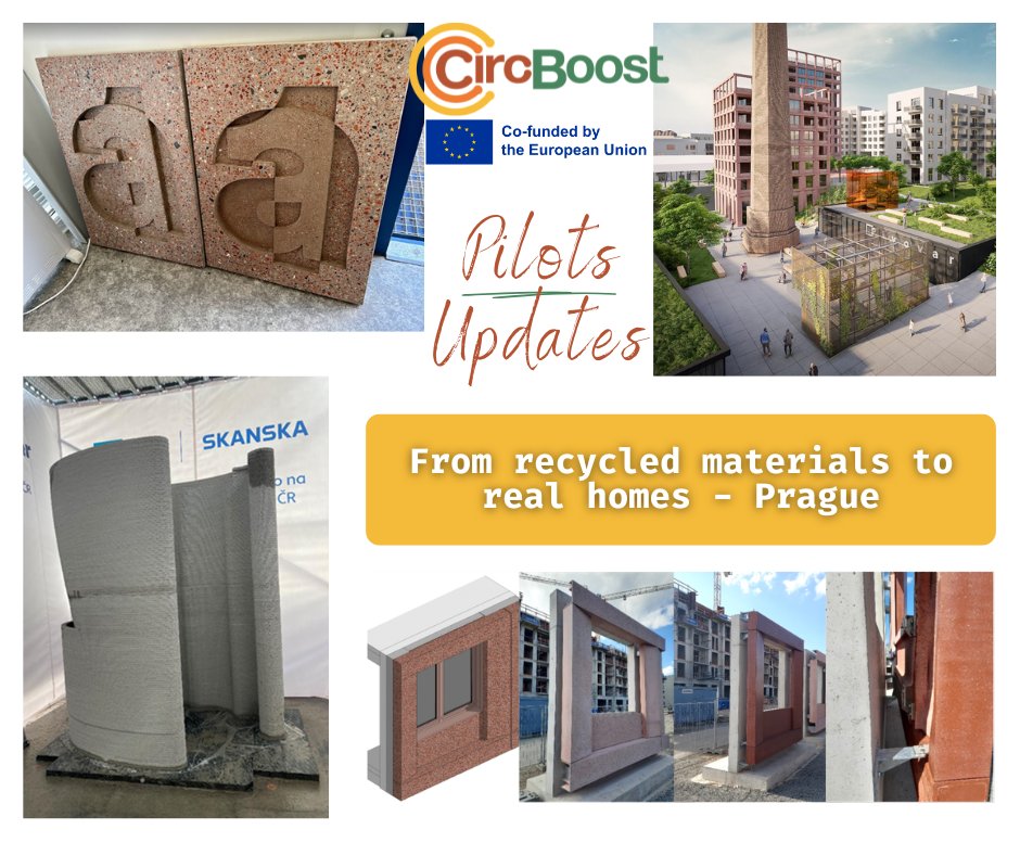CircBoost's tweet photo. ♻️ Circular construction at scale in #CircBoost Pilot 5 🇨🇿

🏗️ 800 homes built using recycled aggregate &amp; low-carbon concrete
📉 19% CO₂ reduction
🔁 21% RAC use
Prague is going circular.
🔗 https://t.co/UjWTY1syD7 https://t.co/ZJ5vCWDkvQ