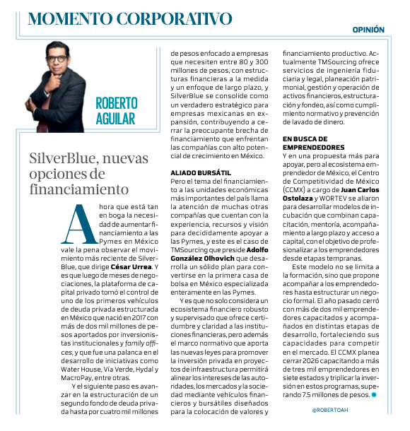 robertoah's tweet image. Hoy en #MomentoCorporativo hablamos de las diversas propuestas de apoyo financiero a la #pymes y #emprendedores en México:

#Silverblue compra fondo de deuda privada de Vector Partners con inversiones en empresas como Water House, Via Verde, Hydal y MacroPay, y prepara un segundo