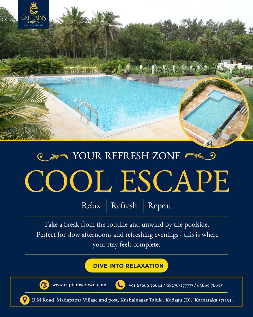 captainscrown's tweet image. ✨ Crystal-clear pool vibes✨ 
 
Moments that feel like a true getaway

Whether it’s a slow afternoon or a peaceful evening — this is your space to unwind.
Ready to relax? Your escape is just one booking away.

 #Nature #WeekendGetaway #CaptainsCrown