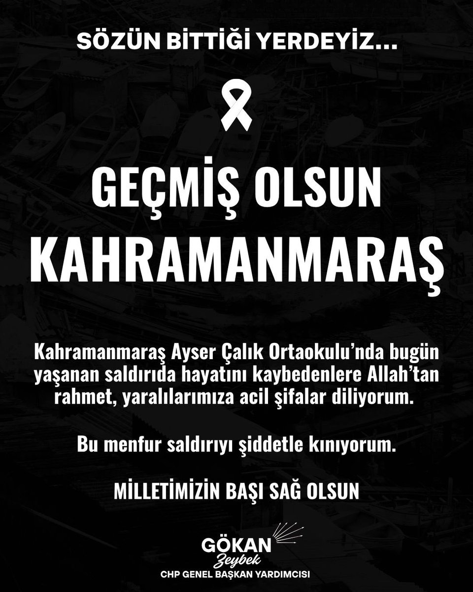 Dün Şanlıurfa’da bugün Kahramanmaraş’ta yaşanan okul saldırıları hepimizin içini derinden yaktı. 

Hayatını kaybeden evlatlarımıza ve öğretmenimize Allah’tan rahmet; ailelerine, eğitimcilerimize başsağlığı, yaralılarımıza acil şifalar diliyorum.

Partimiz, Genel Başkanımız Sayın