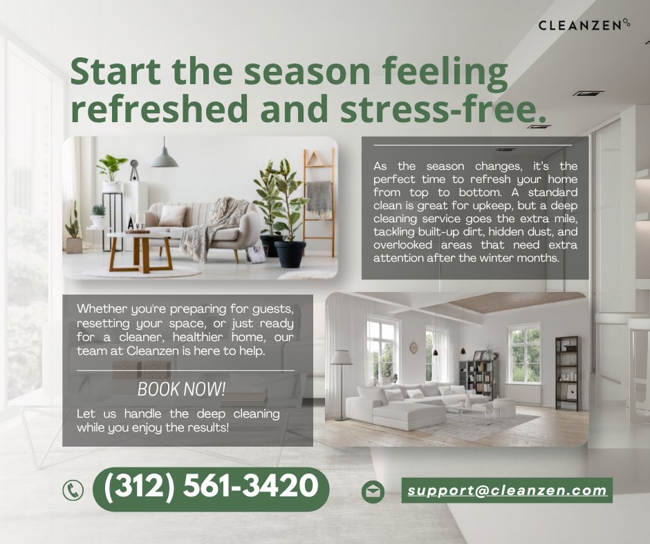 CleanzenChicago's tweet photo. 🌿Start the season feeling refreshed and stress-free. Let us handle the deep cleaning while you enjoy the results!
📅Book your deep clean today!☎️Contact us to know more
#SeasonChange #Refresh #Home #StandardClean #Cleanzen #Chicago #CleanzenChicago #UpKeep #DeepClean #ResetSpace https://t.co/YPdyPYY8d7