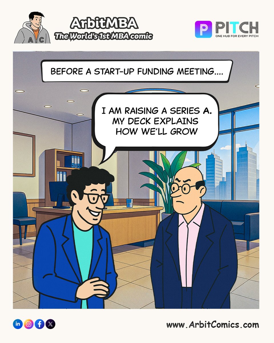 ArbitMBA's tweet image. Startup life is basically… one long pitch deck plot twist. 😂💼💸

This comic is in collaboration with PitchXPO Launchpad (20th to 30th April - online). 
Register at: pitch.best/launchpad

#ArbitMBA #StartupLife #FounderHumor #VCFunding #MBAComics #OfficeHumor #startupreality
