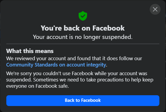 danielaregay's tweet photo. @EMP_TriForce_GM @facebook @X So an hour after a selfie confirmation, they restored my account https://t.co/KckD7KZXO0