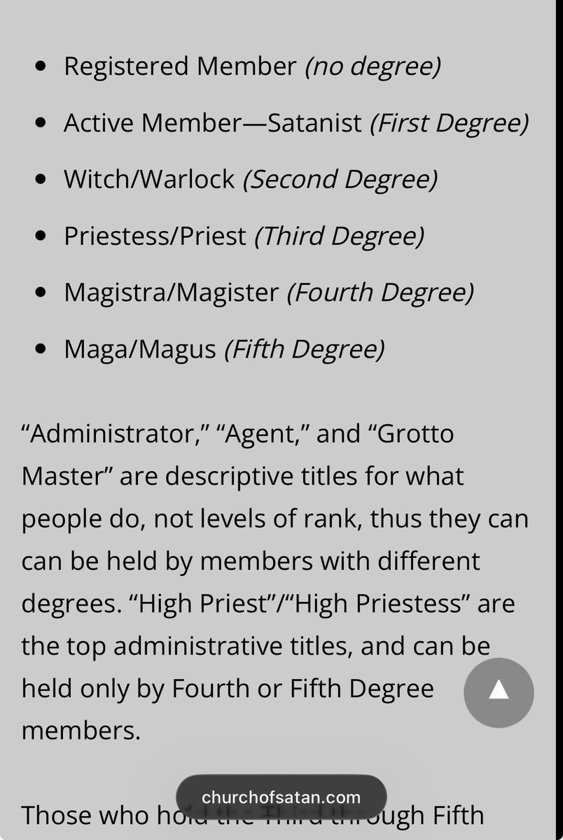 <a href="/JoeySalads/">Joey Salads</a> Official ranks in the satanic church. 5th degree is maga