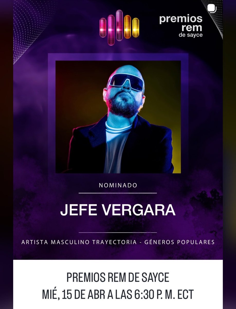 jefevergara's tweet photo. Estoy nominado para los Premios REM de Sayce en la categoría Artista Trayectoria junto a grandes referentes de nuestra música. Me obliga a seguir trabajando, no solo por la música, sino por lograr que se allane el camino para que se desarrolle mejor nuestro ecosistema musical. https://t.co/tlsrpQ8ufN