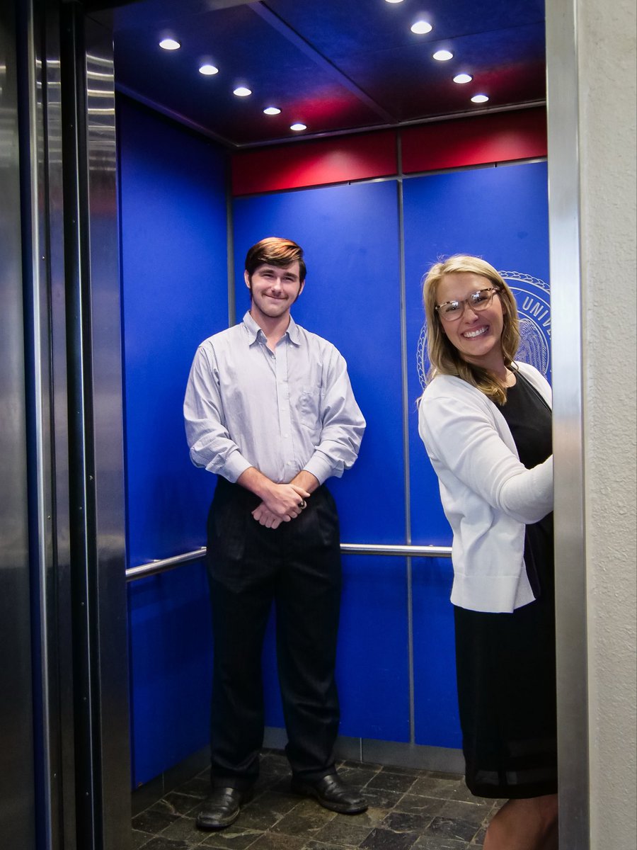 LATechBUSN's tweet photo. Hosted by the Center for Entrepreneurship and Innovation, this year’s Won in One took students into the Wyly Tower elevator to make their one-minute pitches as they rode up to the 16th floor. https://t.co/JR7OLHnYCQ