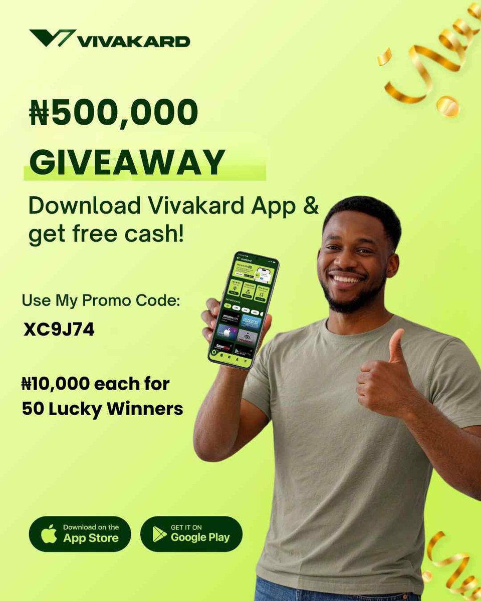 TheDamiForeign's tweet image. 🚨 ₦𝟓𝟎𝟎𝐤 𝐆𝐈𝐕𝐄𝐀𝐖𝐀𝐘

₦10,000 each for 50 people to their OPay!💸

1) Follow @VivakardApp
2) Download Vivakard app using my referral code XC9J74
3) Drop UserID from App in comments

Link to download: 

Google Play:
bit.ly/vivakardapp

Appstore:
