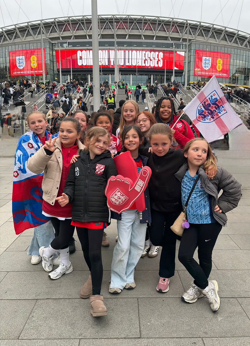 Our Under 10 Lionesses at Wembley last night cheering on those other Lionesses to a great win against Spain