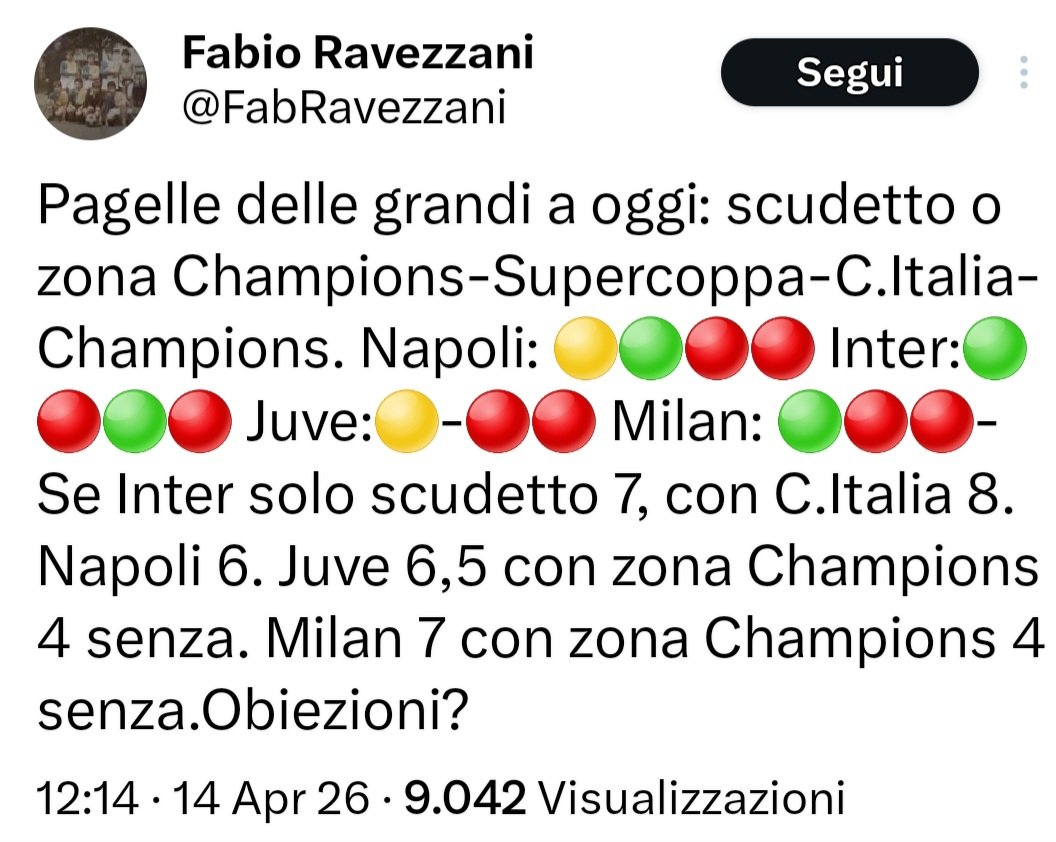 Pliis3's tweet image. Voto alla stagione dell'Inter se vince lo scudetto: 7
Voto alla stagione del Milan se arriva quarto: 7
Come la chiamava Josè?
🎪 #Qsvs 🎪