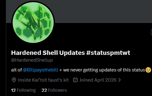 Hardened Shell Updates #statuspmtwt tweet media