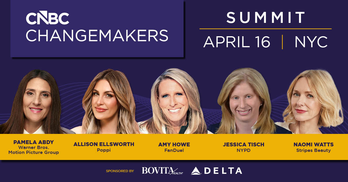 cnbcevents's tweet photo. TOMORROW👉 It's the #CNBCChangemakers Summit! Attendees will hear from inspiring women who are paving a path to success for themselves and others. Join us there! @JBoorstin 

We still have a few tickets available so grab one while you can👉 https://t.co/a2u0B1EJPh https://t.co/WAjnocgAxF