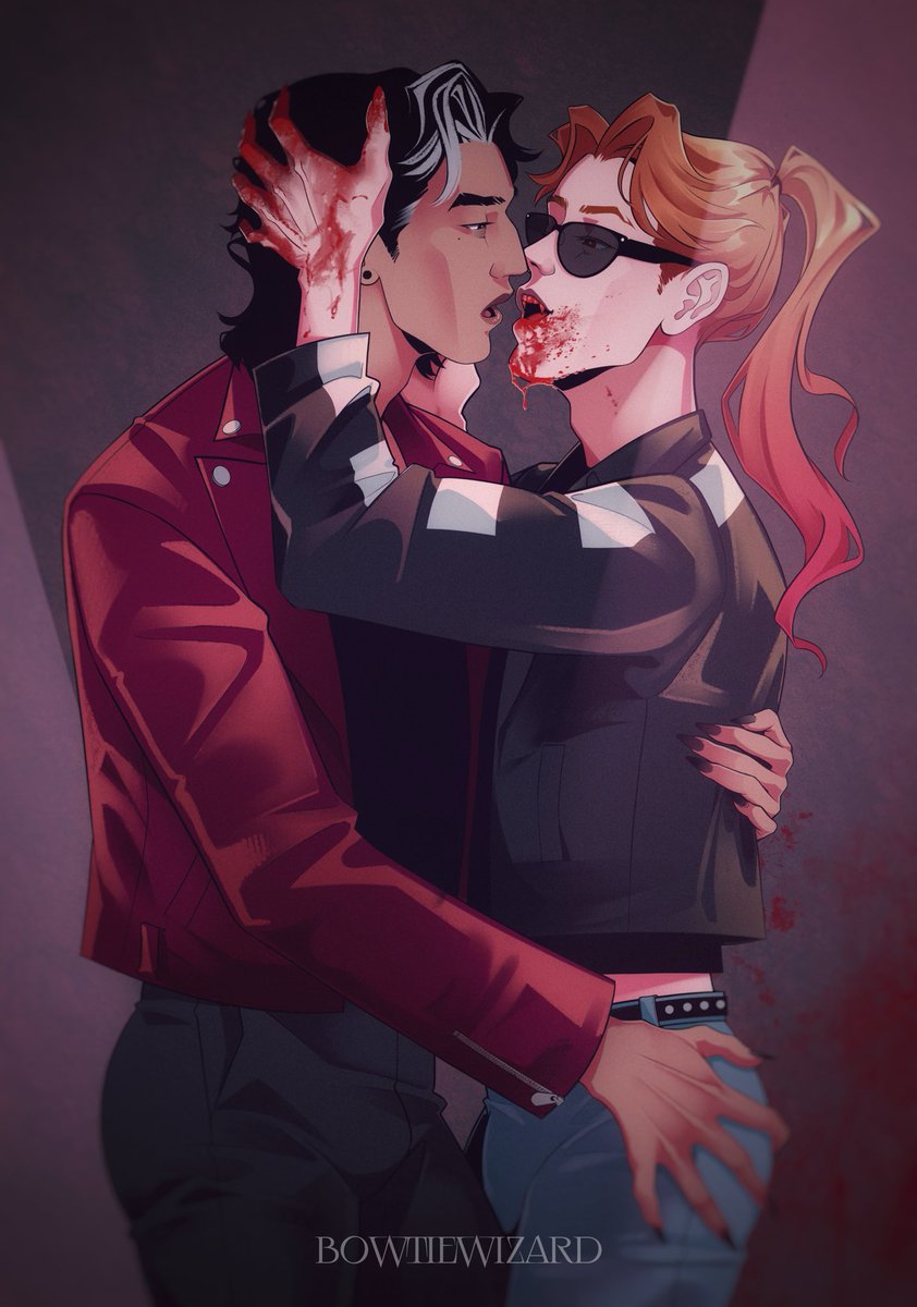 bowtiewizard's tweet photo. my original characters: Vincent (a vampire) &amp; Arlan (a werewolf) during their schooldays and then later in life 🖤 https://t.co/n22crBdp6W