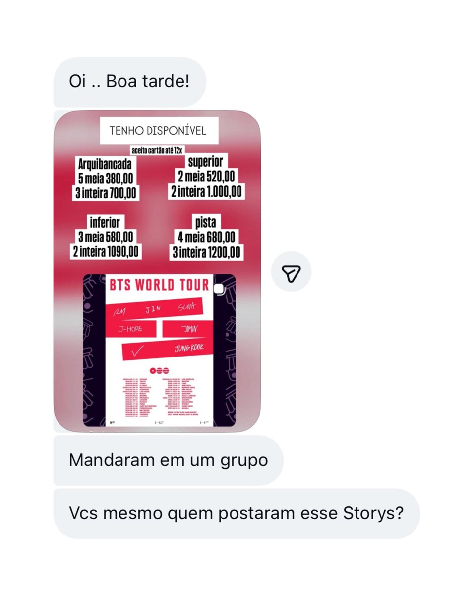 ⚠️ Recebemos há pouco essa mensagem ⚠️

Pessoal, MUITO CUIDADO com golpistas e cambistas!

E aí, <a href="/proconsp/">teste</a> @ticketmasterbr @ticketmaster, como é que fica?