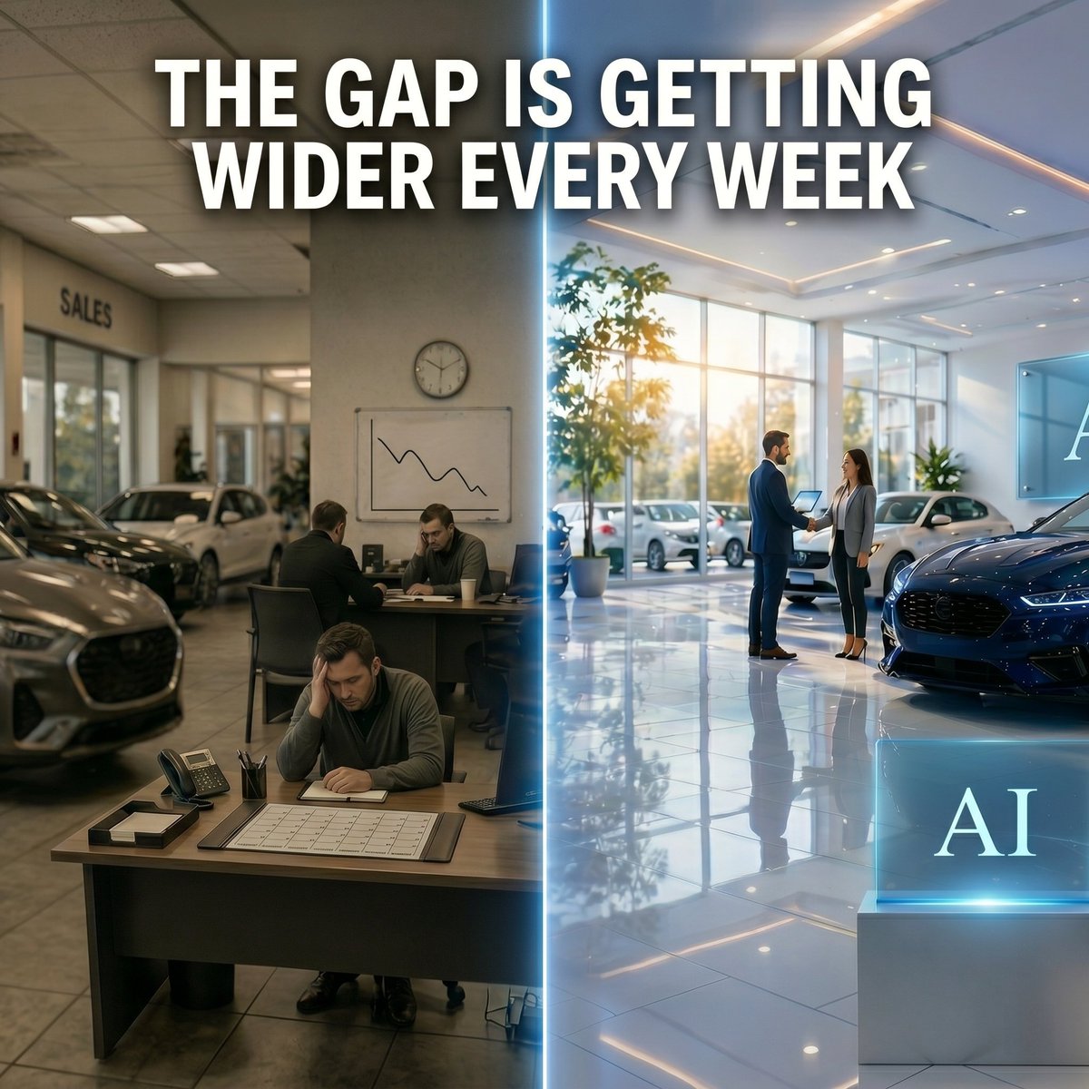 JimFlint12's tweet photo. 5% of dealers have implemented AI. The ones who have? 26% higher conversions. The gap compounds monthly. https://t.co/kf4rwoakpN https://t.co/ly2IAkRYC4