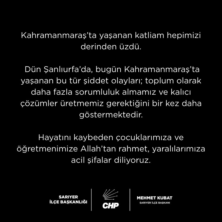 CHP Sarıyer İlçe Başkanlığı tweet media
