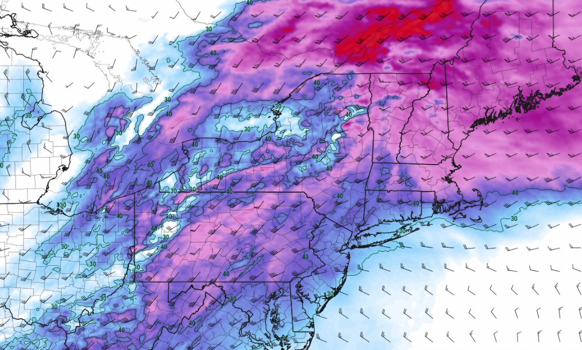 dalesamsWx's tweet image. |NAM 3km Radar + Shear // Thursday PM| @NWSSPC #ny #SevereWx 

𝐎𝐯𝐞𝐫𝐯𝐢𝐞𝐰: A few scattered severe supercells are possible across central New York State Thursday afternoon with large hail/damaging winds possible.