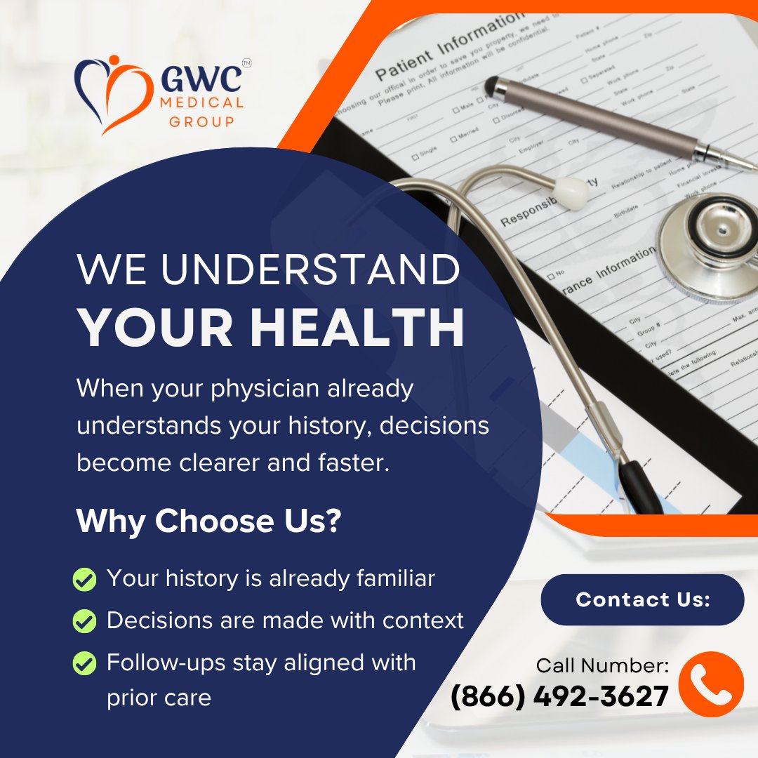 GWCMedical's tweet image. Start with Someone Who Knows Your Care

• Your history is already familiar
• Decisions are made with context
• Follow-ups stay aligned with prior care

🌐 gwcmedical.com
📞 (866) 492-3627

#GWCMedical #PrimaryCare #ContinuityOfCare #FloridaHealthcare #PhysicianCare