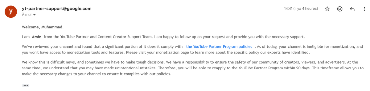 OldGold_Studio's tweet photo. After 15 days of waiting, I finally got a response from @YouTube… and it’s a generic rejection, without reviewing my channel or even watching my appeal video.

The reason says “editing isn’t enough”  but I don’t even edit or reuse other people’s content. I create everything on my channel from scratch.

So seeing this kind of response after waiting this long just doesn’t make sense.

I’m not asking for anything special, just a real human to actually review my case properly.

Right now it just feels unfair.

@TeamYouTube can someone please take a real look at this?
channel link : https://t.co/SCijYHYEFr