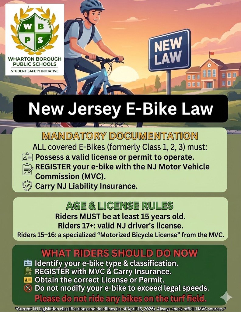 Parents - Please share this information with your children &amp; remind them to always practice safety and our NJ laws while out on their E-Bikes.