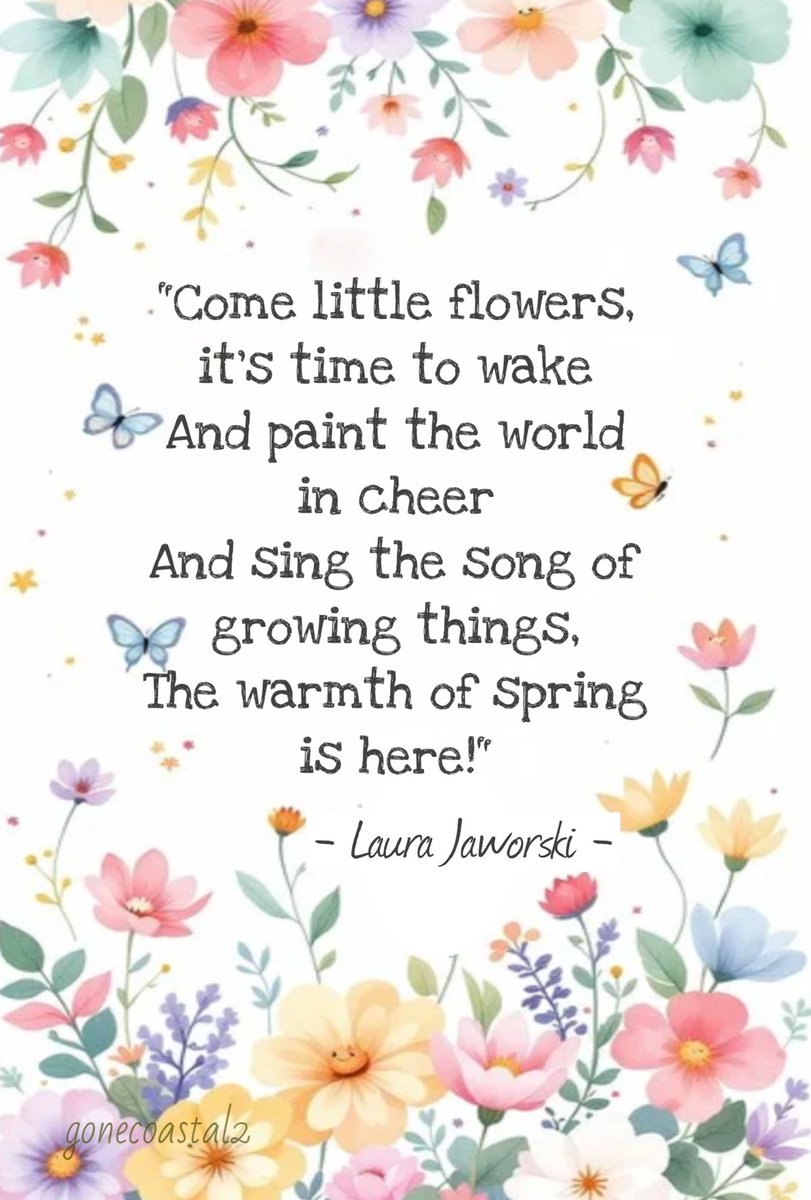 BugburryPond's tweet photo. “Come little flowers, it’s time to wake
And paint the world in cheer
And sing the song of growing things
The warmth of spring is here!”

Laura Jaworski

#spring #nature #flowers #beauty #poetry #laurajaworski #namaste https://t.co/LUxcFxdM4m