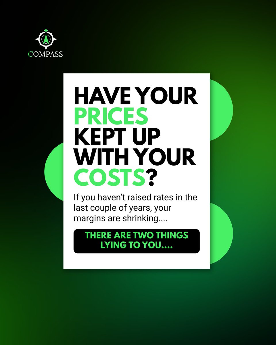 When did you last raise  your prices? If it was years ago, your margins have already shrunk, you  just haven't seen it yet. Between 2021 and 2024, the cost of labor,  materials, software, insurance, and overhead climbed significantly for  most small businesses. But pricing? Most