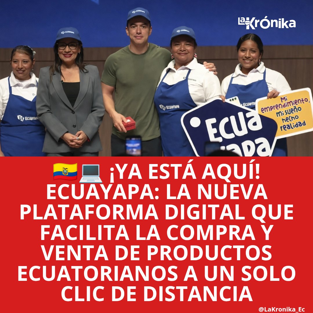 🇪🇨💻 ¡Ya está aquí Ecuayapa!
La nueva plataforma digital ecuatoriana que permite comprar y vender productos nacionales con un solo clic.
Apoyemos a nuestros emprendedores. 💪
Conócela: goo.su/1TvIo83
#Ecuayapa #CompraLocal #HechoEnEcuador