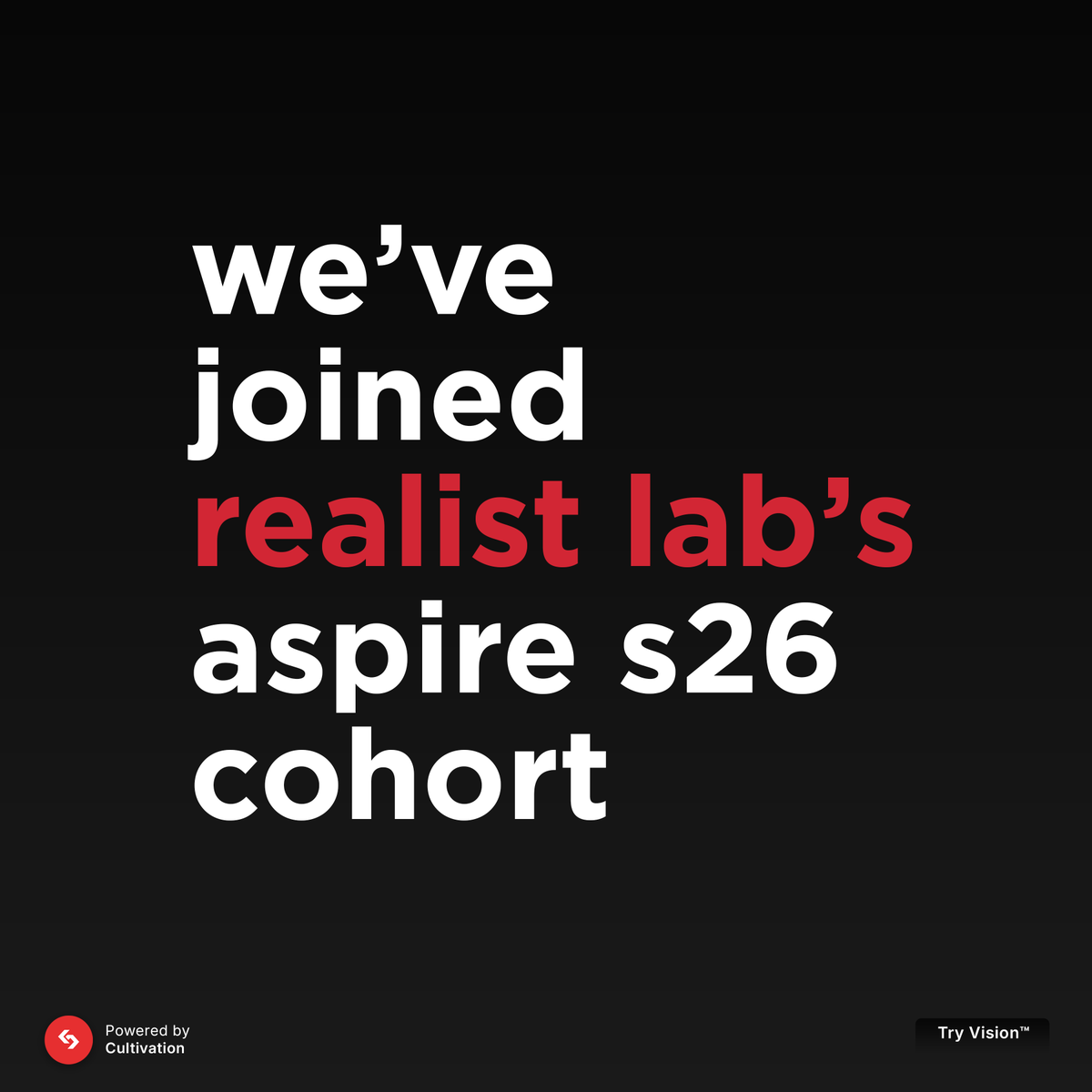 heycultivation's tweet photo. Cultivation is excited to share our acceptance into the Aspire S26 Cohort at @RealistLab 

We're grateful to the team at Realist Lab for creating a platform that genuinely supports innovation and execution.

Looking forward to how this experience will sharpen  Cultivation! https://t.co/7Q4U1BQNlK