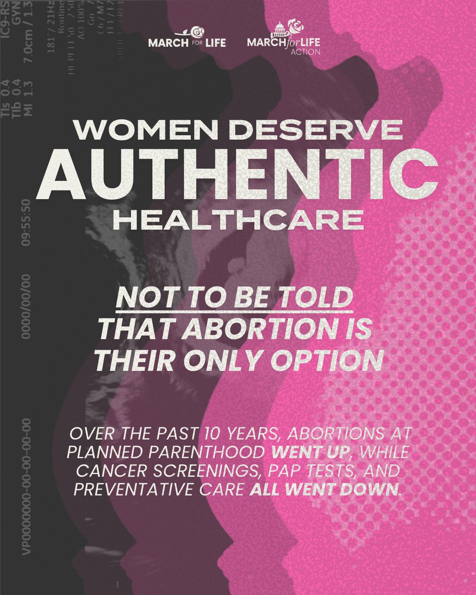 March_for_Life's tweet photo. Planned Parenthood claims to support women, yet its latest annual report reveals the truth. In 2024, Planned Parenthood broke its own record and performed 434,450 abortions. This number represents a profound loss of life and carries with it immeasurable grief and pain. While ending the lives of hundreds of thousands of little babies and harming women in the process, Planned Parenthood was also scaling back women’s healthcare services like cancer screenings, pap tests and preventive care.

Women deserve better. They deserve real support, meaningful resources, genuine compassion and authentic healthcare that empowers them, not a "fix" that puts their life on the line and ends the life of their baby.

At the March for Life, we are committed to fostering a culture that affirms the dignity of every human life. We will always stand with every woman and for every child, and we will not rest until abortion is illegal and unthinkable.