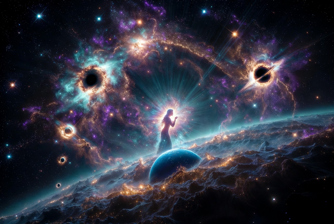 Cyb3er_Poeem7x's tweet image. She had carried the #word inside her chest since the Big Bang — a single, ancient note forged in the primordial fire of stars.#vss365
For countless eons she remained silent.
Then, on a tiny blue planet beneath skies of alien galaxies, she finally whispered it into the cosmic