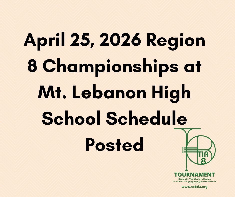 tobtia8's tweet photo. How can it be almost time for Region 8 Championships?

Make plans to be at Mt. Lebanon High School for Region 8 Championships on Saturday, April 25th. Here's the full schedule: https://t.co/tgVCXCOJQs https://t.co/LukNOVnhe6