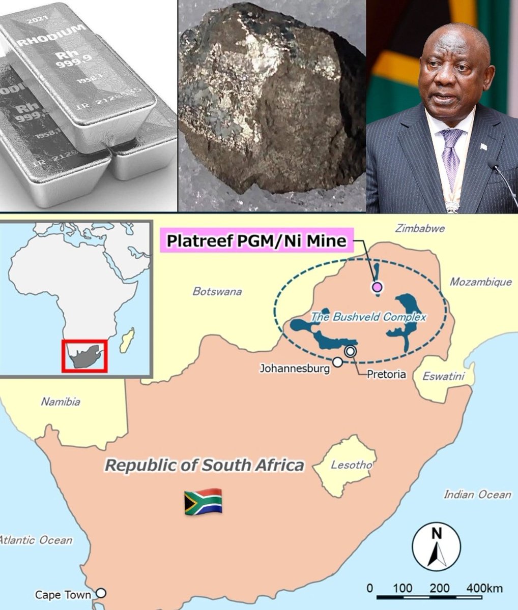 NestorSiurana's tweet photo. Sudáfrica tiene las reservas mundiales más grandes de rodio, el metal precioso más caro del mundo.
Cuesta 10.400 dólares por onza. El oro cuesta 4.700 dólares. Más del doble... Increíble.
Sudáfrica representa el 80% del suministro global.
¡Todo escondido en el norte del país! https://t.co/O7bY4yyCGj