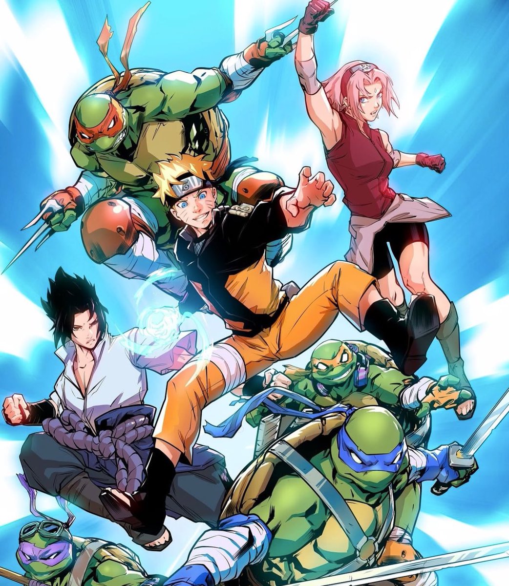 this naruto x tmnt official art will always be badass
