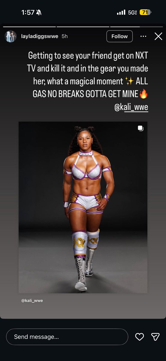 ERAOFNAOMI's tweet photo. Reportedly NXT/Evolve Superstar Layla Diggs made Kali’s Armstrong NXT Revenge gear! https://t.co/8o8kZKvHKg
