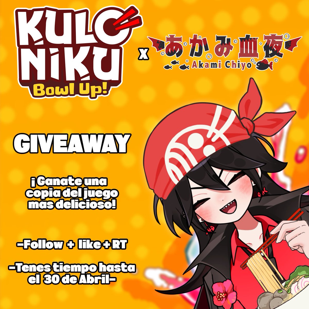 AkamiChiyo's tweet photo. Gracias a @KulonikuGame tengo una sorpresa para ustedes

Ganate una copia del juego para Steam 🫡 

💢no valen cuentas giveaway 

🐟¿Estas listo para cocinar nikudachi? https://t.co/7YSly5KPlx