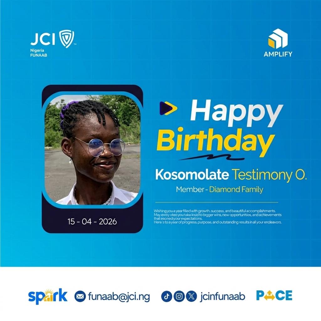 jcinfunaab's tweet image. Today, we shine the spotlight on a vital piece of our Communication Pillar.

Happy Birthday, Testimony! May your life be as beautifully designed as the masterpieces you create for the Diamond Family. 🥂

#Birthday
#PACE
#SPARK
#AMPLIFY
#JCINFUNAAB