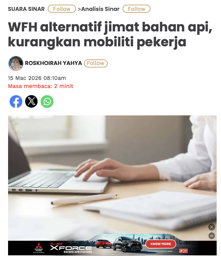 Malaysia perkenalkan WFH untuk jimat minyak ketika krisis global. Tapi pakar kata penjimatan sebenar sangat kecil. Jadi persoalannya, kita fokus pada langkah kecil… sedangkan pembaziran besar masih tak disentuh? Ini solusi sebenar atau sekadar nampak macam bertindak?