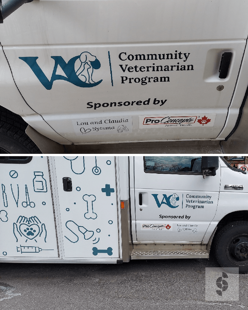 SenSigns's tweet photo. We added another sponsor logo to the Roaming Mobile Vet Clinic van free of charge through ARK Acts of Random Kindness. Partnering with Vets Around the Corner in Port Perry - they bring compassionate care across Durham Region. Sponsorship spots are still open. #ARK  #MobileVet https://t.co/TFz6TrPmJd