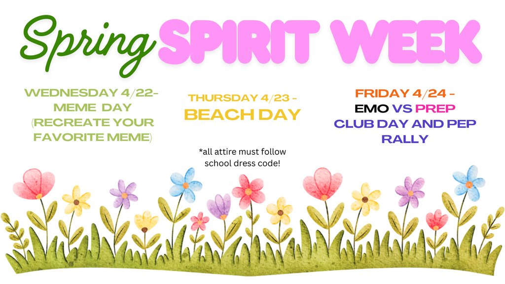 BSHS_TRIBEPRIDE's tweet photo. Let's welcome in warm weather and get ready to send off our seniors in style! BSHS Spring Spirit week is April 22-24! https://t.co/IczRbybWbd