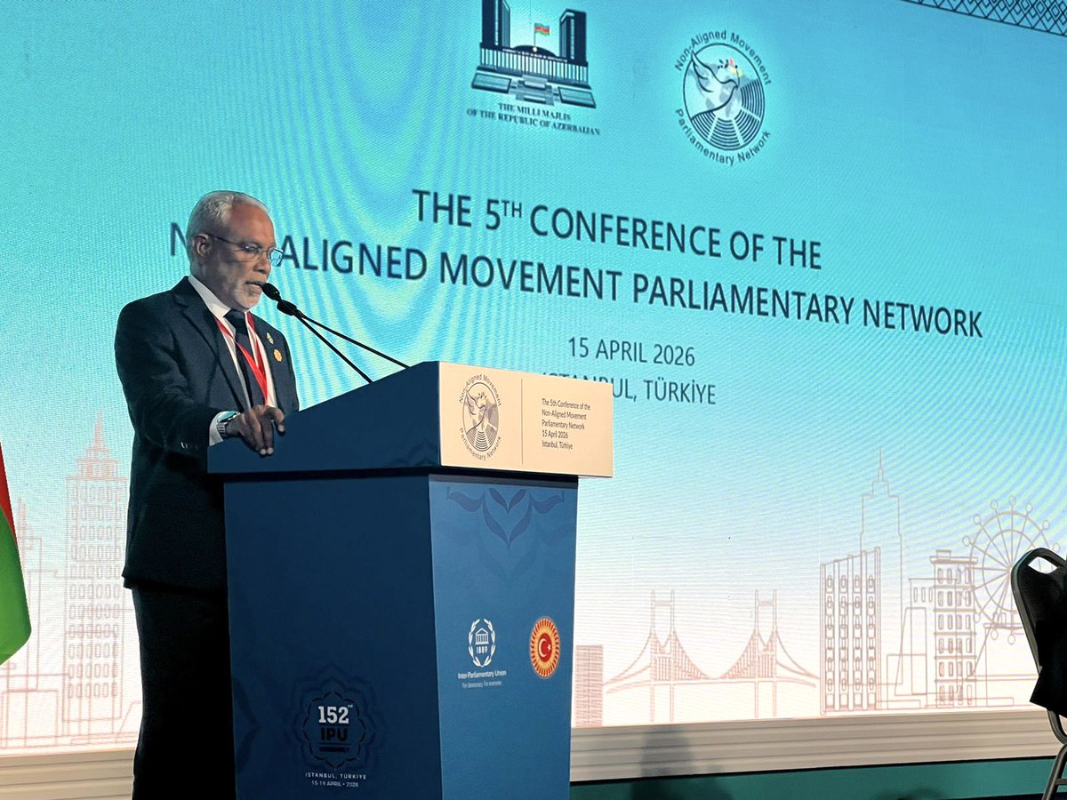 Hon. Abdul Raheem Abdulla, MP, Speaker of the People’s Majlis, addressed the 5th Conference of the Non-Aligned Movement (NAM) Parliamentary Network

📄: 
majlis.gov.mv/en/news-event/…