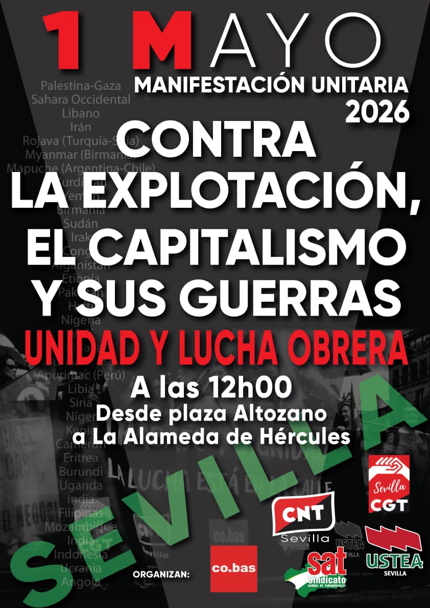 🏴 1° de MAYO estaremos en la calle. 
Porque nos matan en el trabajo, nos matan en las guerras, nos matan en la sanidad, nos matan echándonos de nuestras casas.
CONTRA LA EXPLOTACIÓN, EL CAPITALISMO Y SUS GUERRAS
#CNT #1mayo ⚫🔴
<a href="/CNT_Andalucia/">CNT Andalucía-Canarias-Murcia</a>