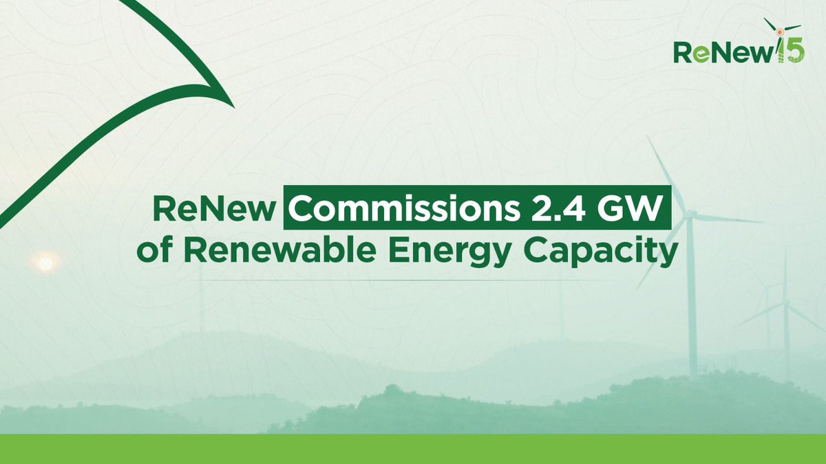 ReNewCorp's tweet image. ReNew has commissioned 2.4 GW - its highest ever annual addition - taking its operating portfolio to ~12.6 GW, now India’s second largest.

A marker of disciplined execution and sustained transition momentum.

Read more: renew.com/press-release/…

#ReNewTheFuture #CleanEnergy