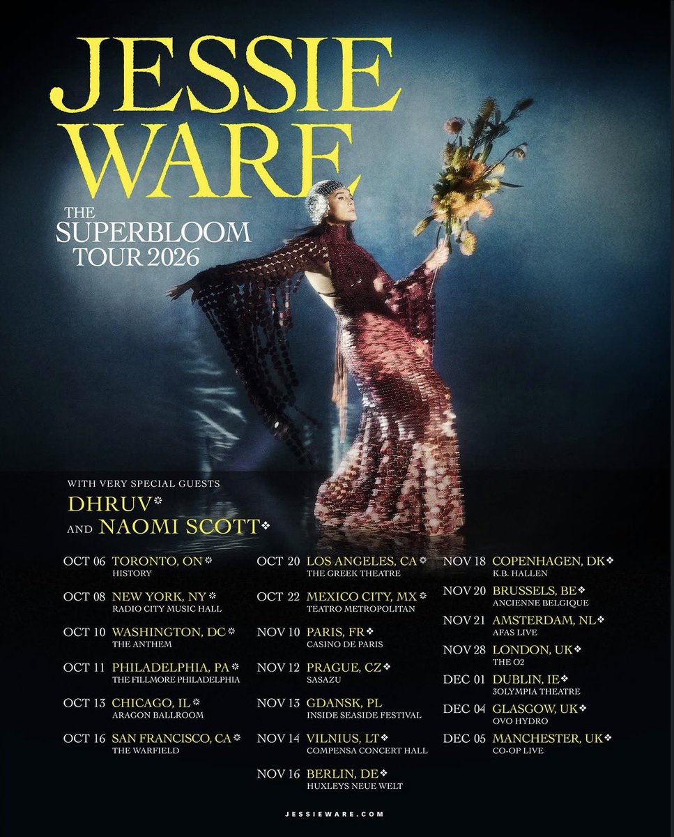 Official! 

#JessieWare has announced
 UK + European Tour this fall!