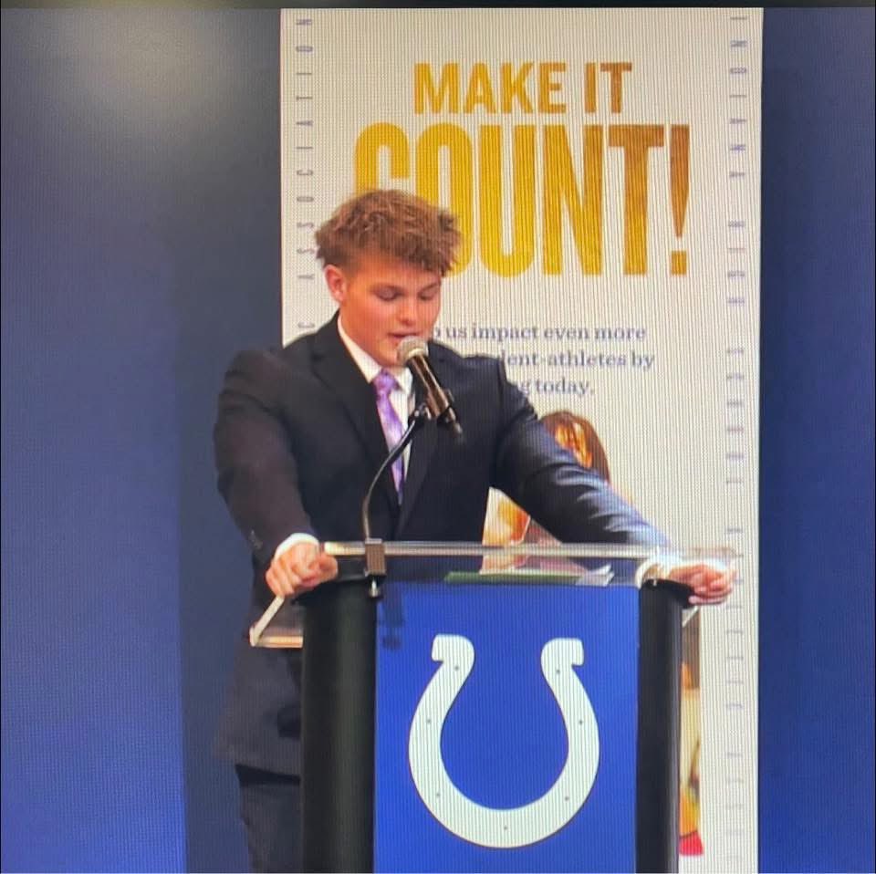 SniderFB's tweet photo. Congrats to senior Sawyer Tippmann on receiving the @IHSAAFoundation @IHSAA1  prestigious Eugene Cato scholarship! https://t.co/NKwLLFfU4V