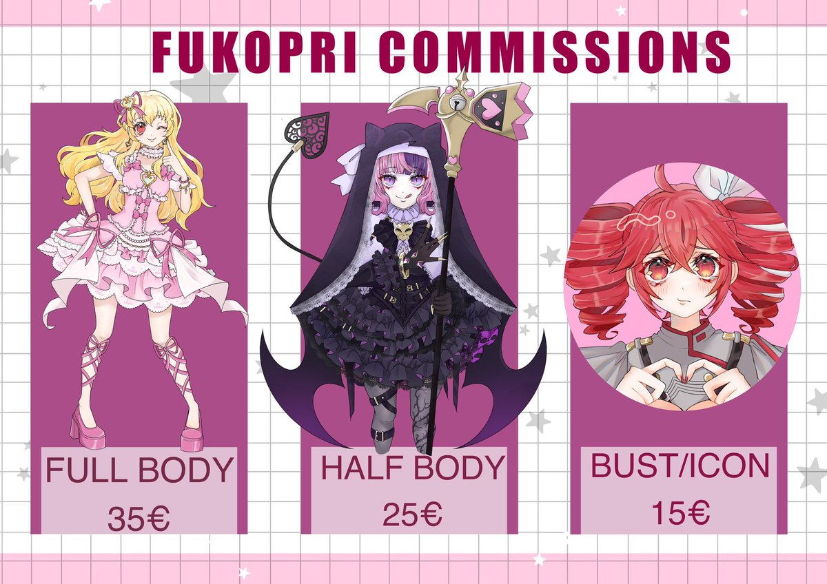 FukoPri's tweet photo. Hi hi !!! My intention is try to produce some merch this year, but since is super expensive I decided to open some commission slots 🥹 ONLY 4 SLOTS!
Please contact me via DM if you’re interested ⭐️

RTs help a lot❤️❤️ https://t.co/6c2XNdwyM8